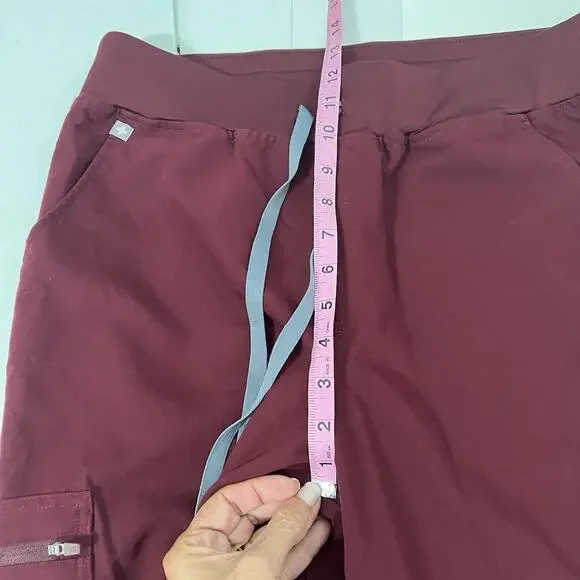 Figs Women's Drawstring Waist Zamora Jogger Scrub Pant Size Large Burgundy - Picture 12 of 14